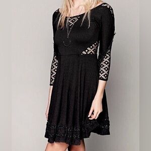 Free People Dress Womens Small To The Point Black Whimsigoth Dark Romantic Punk